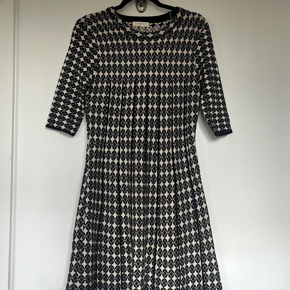 Black and White A-line Sweater Dress